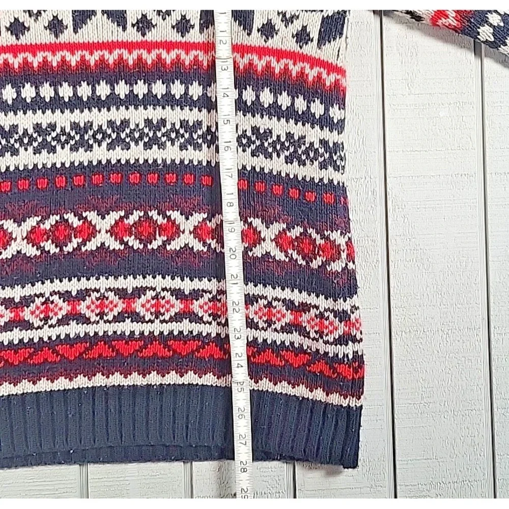 Abercrombie & Fitch Crewneck Dress Sweater Men's Size M Patterned Red White Blue